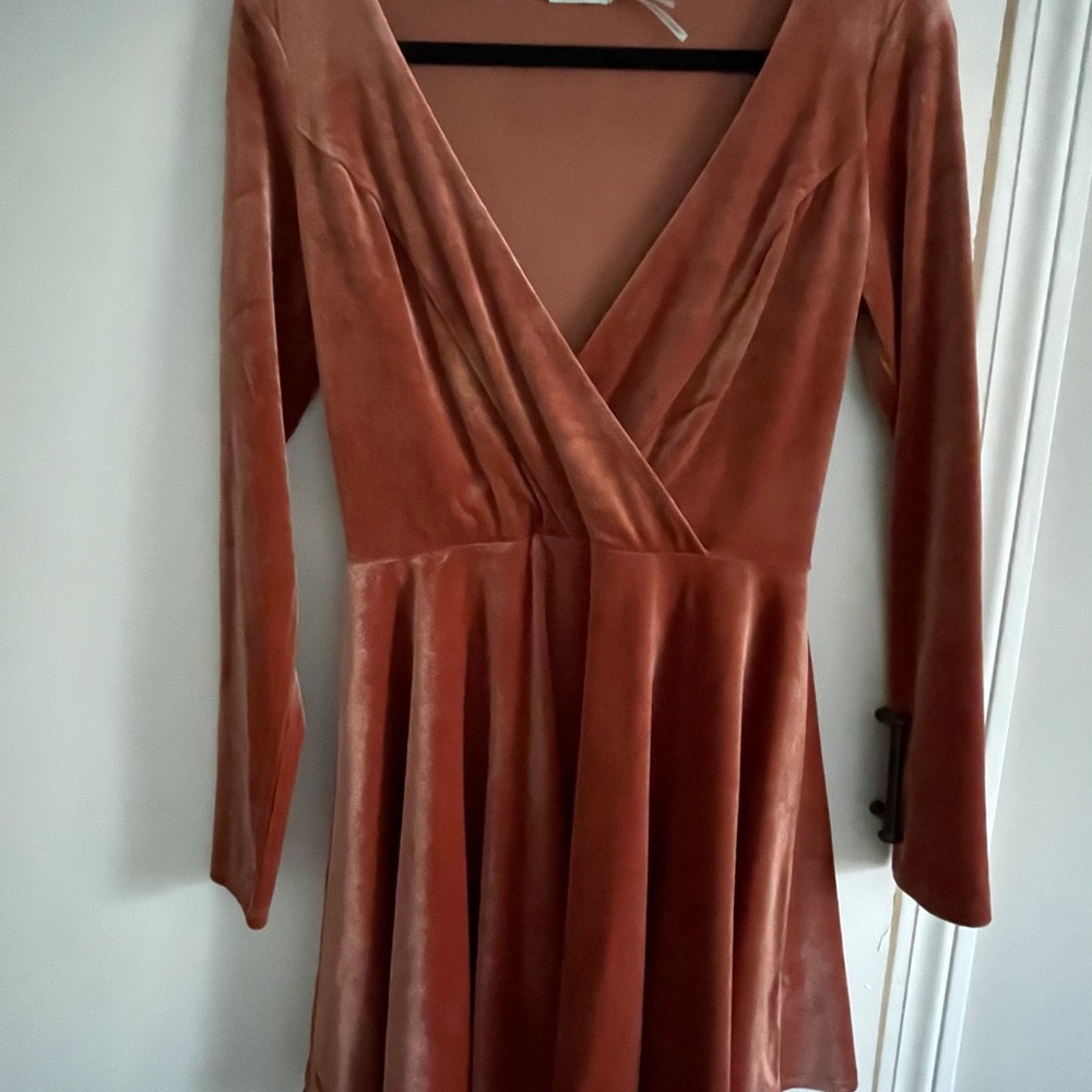 Burnt orange velvet skater dress